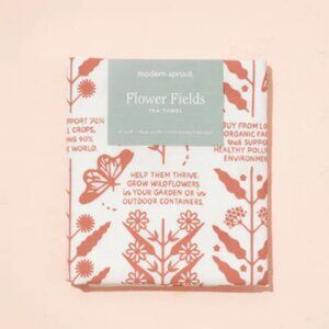modern sprout Flower Fields Tea Towel in Herbal Harvest